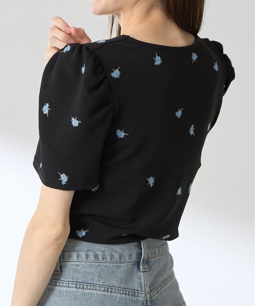 tシャツ 「ZOZO限定」フラワージャガードデザインスリーブトップス レディース Fit more フラワースフレジャガードトップス レディース