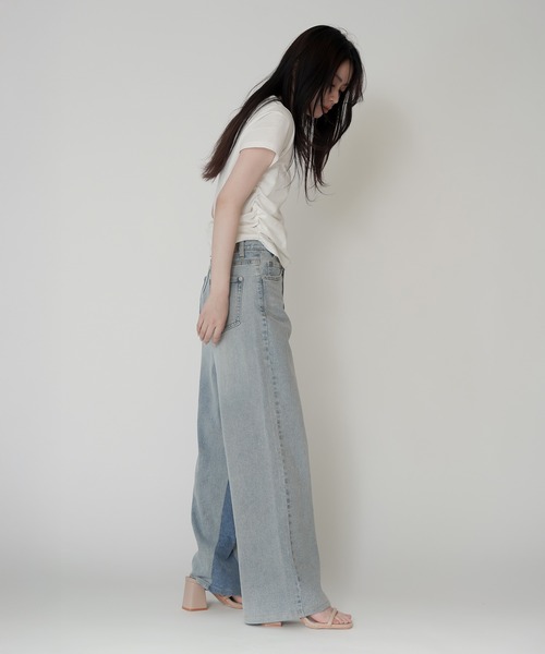 KINO THE KEI(キノザケイ)の「ラップ ウエスト ワイド デニム KINO THE KEI(デニムパンツ・レディース・サックスブルー/ブルー・S/M)」の4枚目の写真