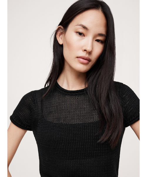 Banana Republic(バナナリパブリック)の「フィッティド リネン ショートスリーブ セーター(ニット/セーター・レディース・アイボリー/ブラック・XS/L/S/M)」の8枚目の写真