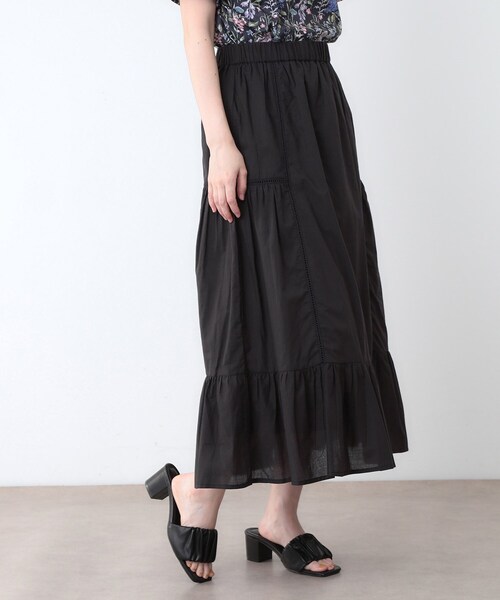 LAURA ASHLEY(ローラアシュレイ)の「【ウエストゴム/SETUP可/100%/インド綿】 フリルスカート(スカート・レディース・ベージュ/チャコールグレー・40/38)」の3枚目の写真