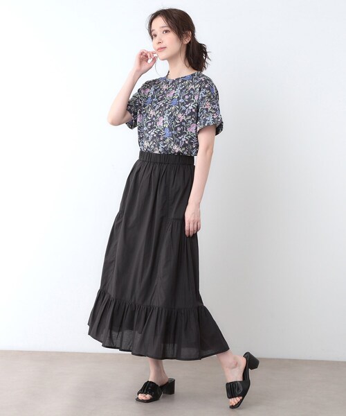 LAURA ASHLEY(ローラアシュレイ)の「【ウエストゴム/SETUP可/100%/インド綿】 フリルスカート(スカート・レディース・ベージュ/チャコールグレー・40/38)」の5枚目の写真