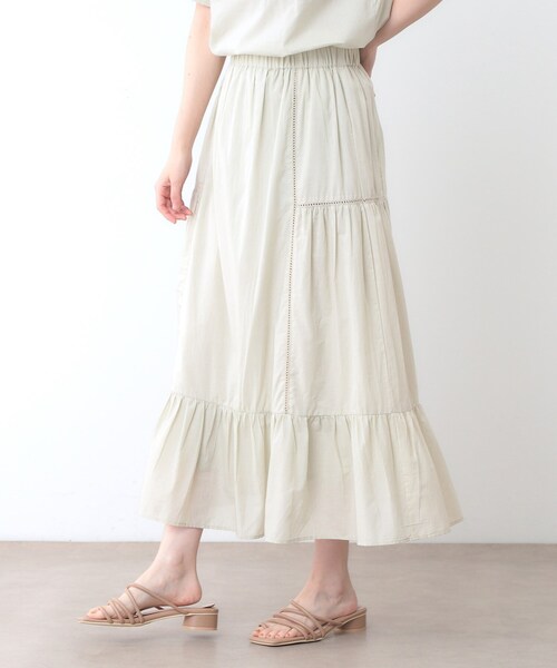 LAURA ASHLEY(ローラアシュレイ)の「【ウエストゴム/SETUP可/100%/インド綿】 フリルスカート(スカート・レディース・ベージュ/チャコールグレー・40/38)」の7枚目の写真