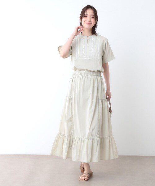 LAURA ASHLEY(ローラアシュレイ)の「【ウエストゴム/SETUP可/100%/インド綿】 フリルスカート(スカート・レディース・ベージュ/チャコールグレー・40/38)」の8枚目の写真