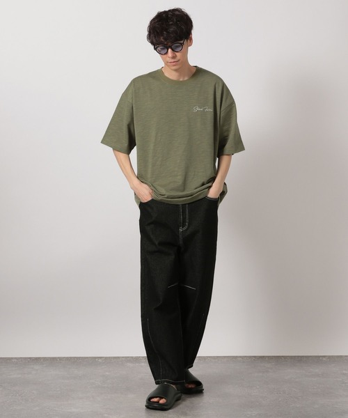 LAKOLE(ラコレ)の「スラブロゴ刺繍T / 328982(Tシャツ/カットソー・メンズ・ホワイト/チャコール/セージグリーン・LARGE/MEDIUM)」の8枚目の写真