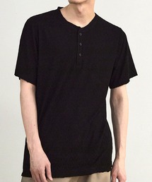 ヘリンボーンジャガードヘンリーネックTシャツ