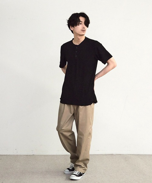 RATTLE TRAP(ラトルトラップ)の「ヘリンボーンジャガードヘンリーネックTシャツ(Tシャツ/カットソー・メンズ・ブラック/ホワイト・M/L)」の11枚目の写真