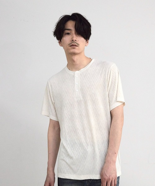 RATTLE TRAP(ラトルトラップ)の「ヘリンボーンジャガードヘンリーネックTシャツ(Tシャツ/カットソー・メンズ・ブラック/ホワイト・M/L)」の21枚目の写真