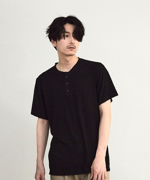 RATTLE TRAP(ラトルトラップ)の「ヘリンボーンジャガードヘンリーネックTシャツ(Tシャツ/カットソー・メンズ・ブラック/ホワイト・M/L)」の22枚目の写真