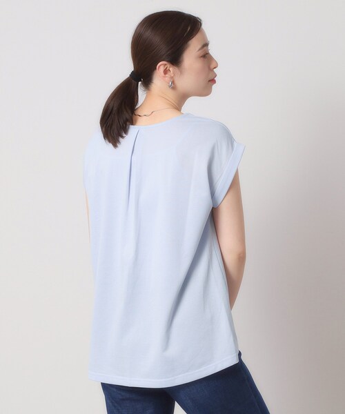 ITS'DEMO（イッツデモ）の「◆【吸水速乾／洗濯機OK／洗濯後しわになりにくい】カットミラノVネックプルオーバー（Tシャツ/カットソー・レディース・ブルーグリーン/オフホワイト/ブラック/サックスブルー/レッド系・00）」の21枚目の写真