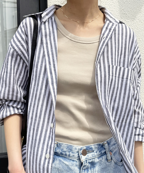 Spick & Span（スピックアンドスパン）の「《追加》甘撚テレコアメスリタンク（タンクトップ・レディース・ホワイト/ベージュ/ブラック/ベージュ系その他・FREE）」の16枚目の写真