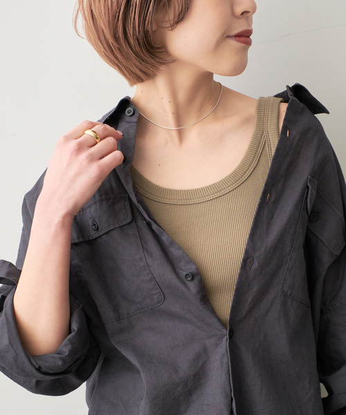 Spick & Span（スピックアンドスパン）の「《追加》甘撚テレコアメスリタンク（タンクトップ・レディース・ホワイト/ベージュ/ブラック/ベージュ系その他・FREE）」の19枚目の写真