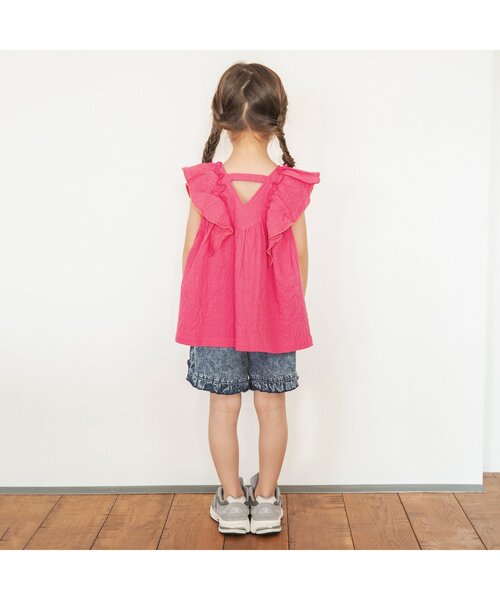 BREEZE（ブリーズ）の「【ジュニア対応】フリルチュニック（シャツ/ブラウス・キッズ・オフホワイト/グリーン/ピンク/チャコール・80/90/100/110/120/130/140）」の10枚目の写真