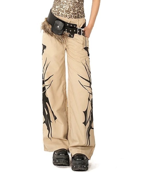 SHEENA(シーナ)の「サイドトライバルプリントワイドパンツ(デニムパンツ・レディース・ベージュ・S/M/L)」の14枚目の写真