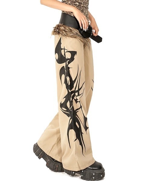 SHEENA(シーナ)の「サイドトライバルプリントワイドパンツ(デニムパンツ・レディース・ベージュ・S/M/L)」の21枚目の写真