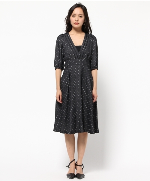 NINE（ナイン）の「ﾄﾞｯﾄｳﾞｨﾝﾃｰｼﾞOP（ワンピース・レディース・ブラック・1/0）」の2枚目の写真