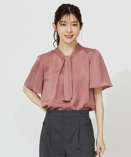 ANY SIS(エニィスィス)の「4WAY半袖 ボウブラウス(シャツ/ブラウス・レディース・ピンク系/ライトグリーン系/アイボリー系・2)」の1枚目の写真