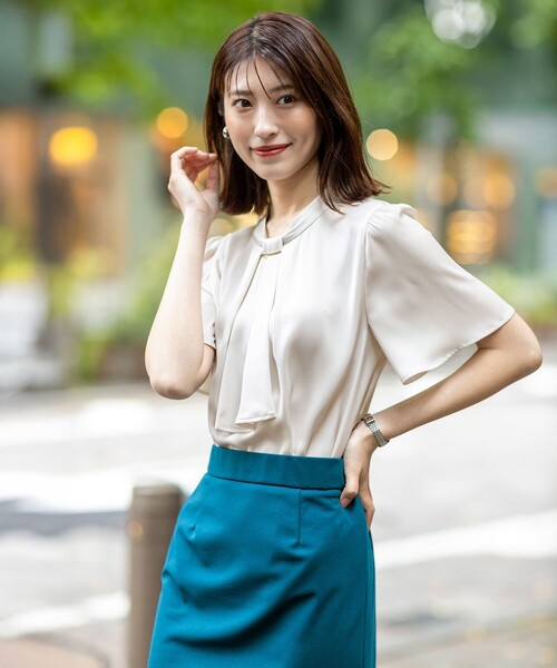 ANY SIS(エニィスィス)の「4WAY半袖 ボウブラウス(シャツ/ブラウス・レディース・ピンク系/ライトグリーン系/アイボリー系・2)」の8枚目の写真