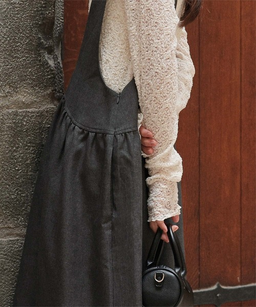 titivate（ティティベイト）の「Uネックコクーンシルエットジャンパースカート（ジャンパースカート・レディース・ベージュ/ブラック/チャコール・SP/S/M/L）」の15枚目の写真