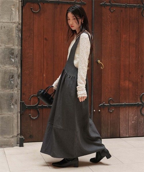 titivate（ティティベイト）の「Uネックコクーンシルエットジャンパースカート（ジャンパースカート・レディース・ベージュ/ブラック/チャコール・SP/S/M/L）」の16枚目の写真