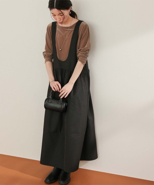 titivate（ティティベイト）の「Uネックコクーンシルエットジャンパースカート（ジャンパースカート・レディース・ベージュ/ブラック/チャコール・SP/S/M/L）」の10枚目の写真