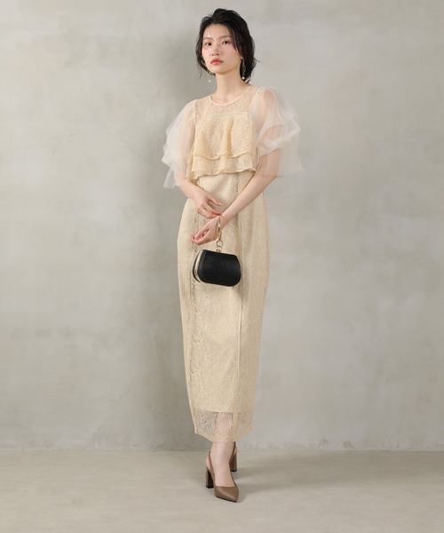Kana（カナ）の「レイヤードフリル 総レース パーティー ドレス 結婚式 お呼ばれ オケージョン（ドレス・レディース・ブラック/オフホワイト/ブルー・M）」の11枚目の写真