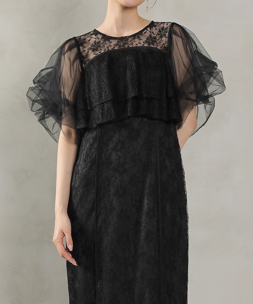 セール】レイヤードフリル 総レース パーティー ドレス 結婚式