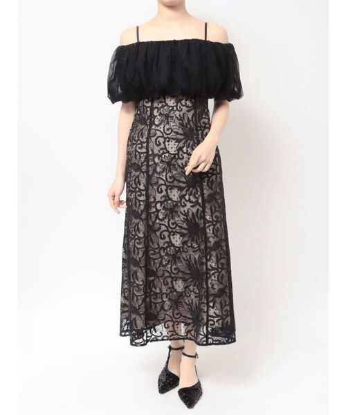 LAGUNAMOON（ラグナムーン）の「LADYボレロセットレースキャミワンピース 結婚式 お呼ばれ（ドレス・レディース・ブラック/ブルー・MEDIUM/SMALL）」の3枚目の写真