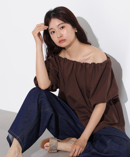 N.(N. Natural Beauty Basic)(エヌエヌナチュラルビューティーベーシック)の「2WAYオフショルカットソー(Tシャツ/カットソー・レディース・ブラウン/レッド/ブラック・MEDIUM)」の16枚目の写真