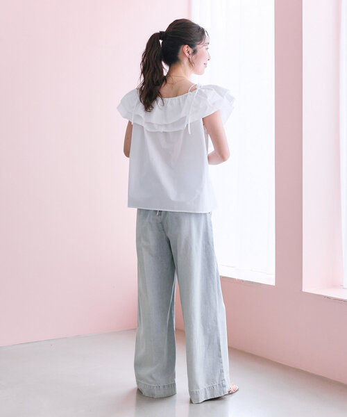 La boutique BonBon(ラブティックボンボン)の「コットンシルクラッフルブラウス(シャツ/ブラウス・レディース・ブルー/ホワイト/ピンク/ネイビー・FREE)」の11枚目の写真