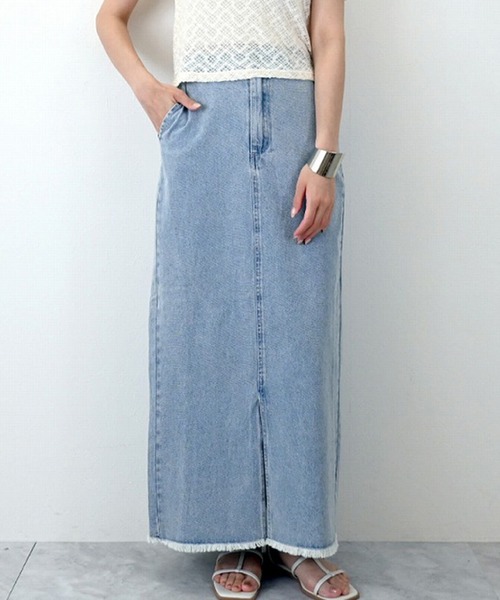STYLEBLOCK（スタイルブロック）の「デニムIラインスカート（デニムスカート・レディース・ライトブルー/ブラック/ライトグレー/ネイビー・M）」の3枚目の写真