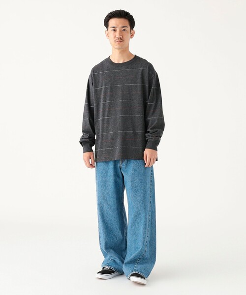 B:MING by BEAMS(ビーミングバイビームス)の「吸水速乾 クイックドライ スラブ ボーダー Tシャツ(Tシャツ/カットソー・メンズ・ブラック/オフホワイト・LARGE/MEDIUM/SMALL/X-LARGE)」の5枚目の写真
