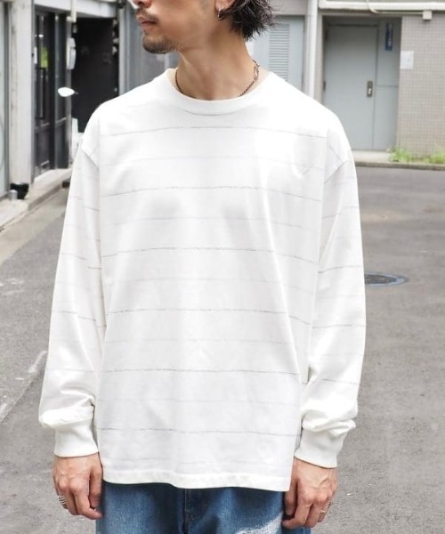 B:MING by BEAMS(ビーミングバイビームス)の「吸水速乾 クイックドライ スラブ ボーダー Tシャツ(Tシャツ/カットソー・メンズ・ブラック/オフホワイト・LARGE/MEDIUM/SMALL/X-LARGE)」の1枚目の写真