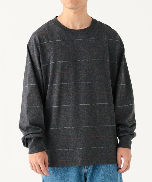 B:MING by BEAMS(ビーミングバイビームス)の「吸水速乾 クイックドライ スラブ ボーダー Tシャツ(Tシャツ/カットソー・メンズ・ブラック/オフホワイト・LARGE/MEDIUM/SMALL/X-LARGE)」の2枚目の写真