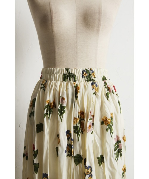 【ZOZO限定】ウォッシャブル / フラワープリントスカート　ブラウン 追加》【ZOZO限定】ウォッシャブル / フラワープリントスカート