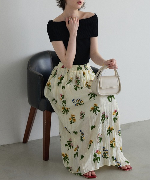 &. NOSTALGIA(アンドドットノスタルジア)の「【ZOZO限定】フラワープリントワッシャースカート(スカート・レディース・ブラック/アイボリー・M)」の11枚目の写真