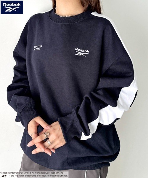 Reebok(リーボック)の「Reebok(リーボック)/配色 ワンポイント ラインプルオーバー スウェット(スウェット・レディース・ネイビー/ホワイト/ブラック/グレー・M/L/XL)」の4枚目の写真