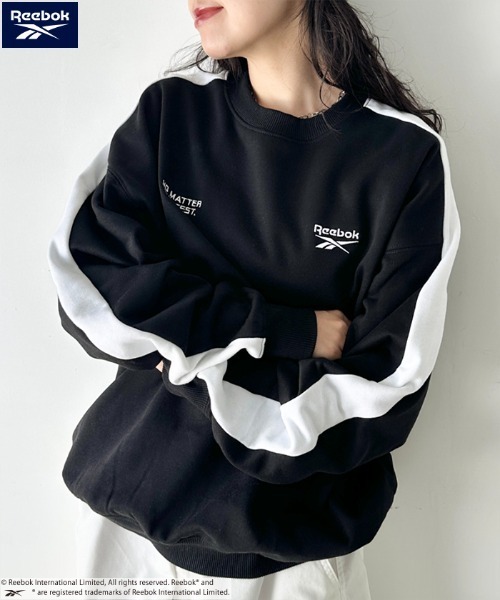 Reebok(リーボック)の「Reebok(リーボック)/配色 ワンポイント ラインプルオーバー スウェット(スウェット・レディース・ネイビー/ホワイト/ブラック/グレー・M/L/XL)」の16枚目の写真