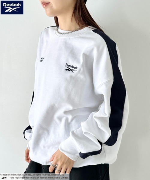 Reebok(リーボック)の「Reebok(リーボック)/配色 ワンポイント ラインプルオーバー スウェット(スウェット・レディース・ネイビー/ホワイト/ブラック/グレー・M/L/XL)」の9枚目の写真
