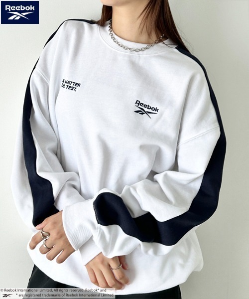 Reebok(リーボック)の「Reebok(リーボック)/配色 ワンポイント ラインプルオーバー スウェット(スウェット・レディース・ネイビー/ホワイト/ブラック/グレー・M/L/XL)」の8枚目の写真