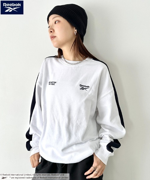 Reebok(リーボック)の「Reebok(リーボック)/配色 ワンポイント ラインプルオーバー スウェット(スウェット・レディース・ネイビー/ホワイト/ブラック/グレー・M/L/XL)」の10枚目の写真