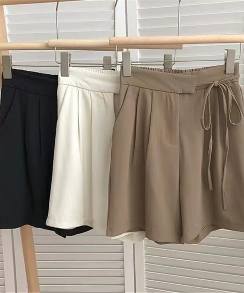 ampm(エーエムピーエム)の「ウエストリボン付き タックショートパンツ(その他パンツ・レディース・ブラウン/ホワイト/ブラック・L/M)」の9枚目の写真