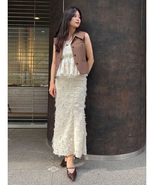 LAGUNAMOON（ラグナムーン）の「ワイドカラーベスト（ベスト・レディース・アイボリー/ブラウン・FREE）」の13枚目の写真