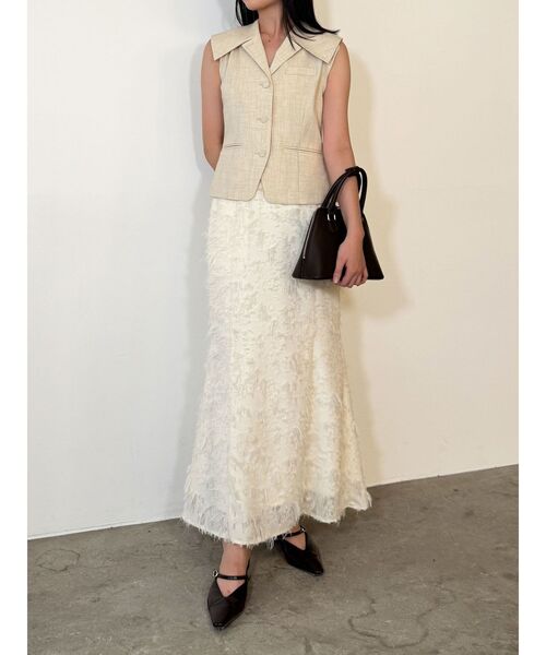 LAGUNAMOON（ラグナムーン）の「ワイドカラーベスト（ベスト・レディース・アイボリー/ブラウン・FREE）」の15枚目の写真