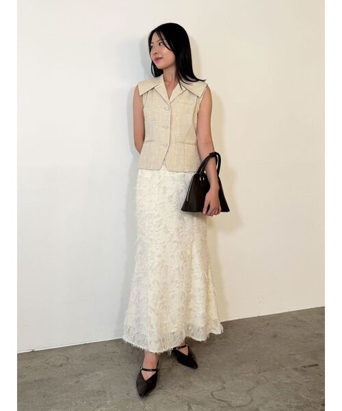 LAGUNAMOON（ラグナムーン）の「ワイドカラーベスト（ベスト・レディース・アイボリー/ブラウン・FREE）」の16枚目の写真