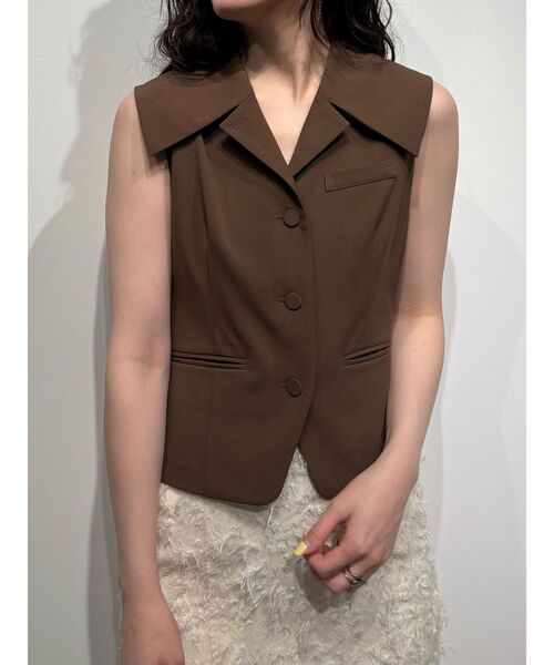 LAGUNAMOON（ラグナムーン）の「ワイドカラーベスト（ベスト・レディース・アイボリー/ブラウン・FREE）」の20枚目の写真