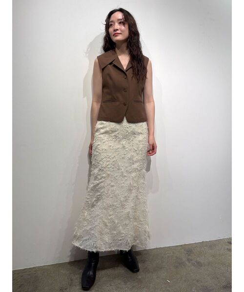 LAGUNAMOON（ラグナムーン）の「ワイドカラーベスト（ベスト・レディース・アイボリー/ブラウン・FREE）」の21枚目の写真