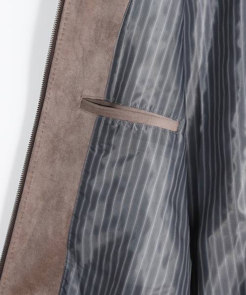 MEN'S BIGI（メンズビギ）の「フェイクスエードダンボール ライダースジャケット＜ストレッチ＞（ライダースジャケット・メンズ・ブルー/グレー系その他/ブラック・01/02/03/04）」の10枚目の写真