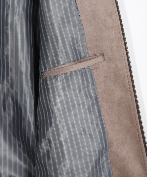 MEN'S BIGI（メンズビギ）の「フェイクスエードダンボール ライダースジャケット＜ストレッチ＞（ライダースジャケット・メンズ・ブルー/グレー系その他/ブラック・01/02/03/04）」の9枚目の写真