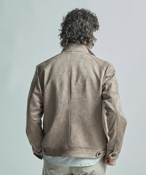 MEN'S BIGI（メンズビギ）の「フェイクスエードダンボール ライダースジャケット＜ストレッチ＞（ライダースジャケット・メンズ・ブルー/グレー系その他/ブラック・01/02/03/04）」の18枚目の写真