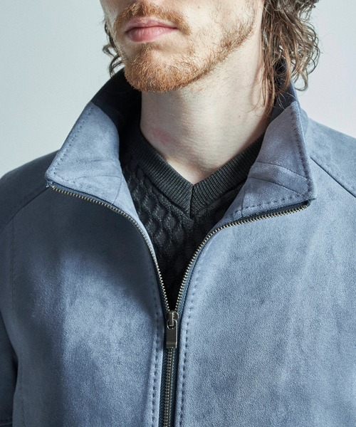 MEN'S BIGI（メンズビギ）の「フェイクスエードダンボール ライダースジャケット＜ストレッチ＞（ライダースジャケット・メンズ・ブルー/グレー系その他/ブラック・01/02/03/04）」の20枚目の写真